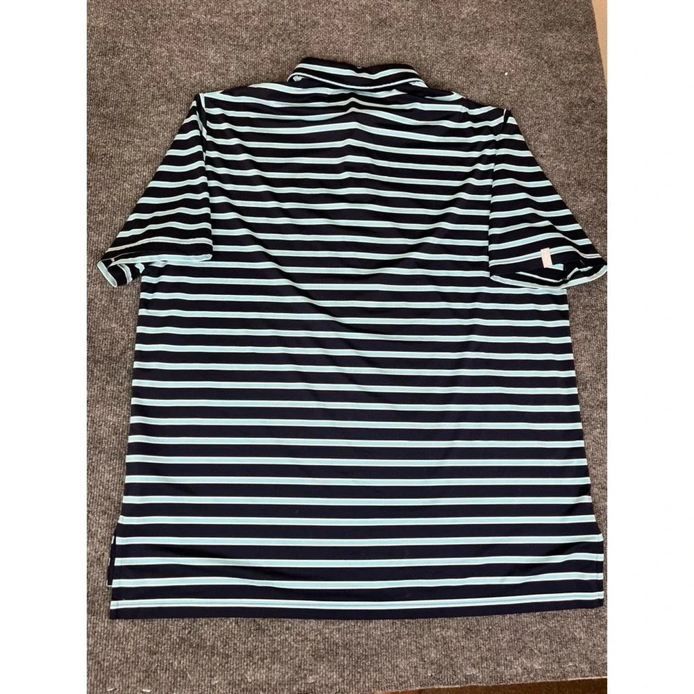 RLX  Ralph Lauren Wicking Polo‎ Shirt Mens  Blue White Striped  Size XL